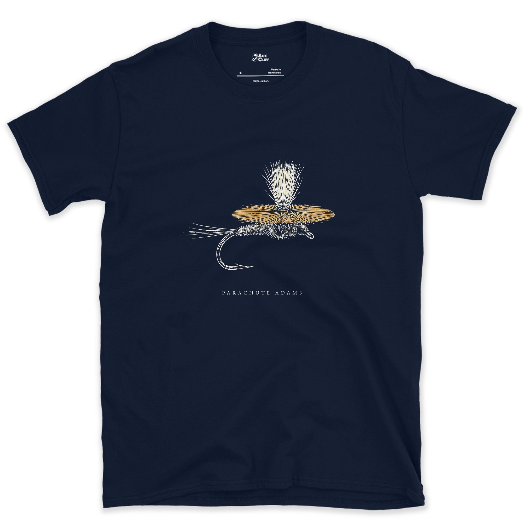 When Nothing Else Is Working, Parachute Adams design on a Navy Gildan Softstyle t-shirt
