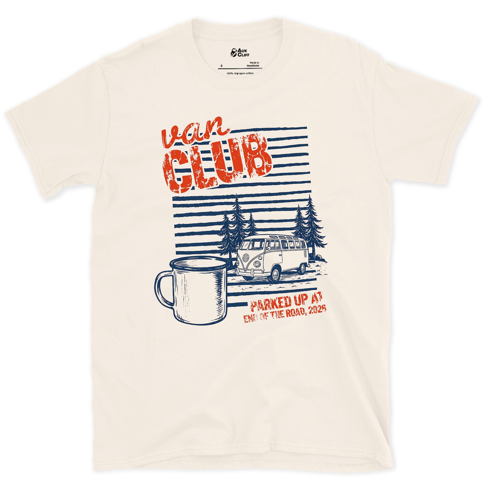 Parked Up at End of the Road, Van Club design on a Natural Gildan Softstyle t-shirt