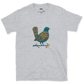 A Bird Patterned Edge to Edge on Its Branch design on a Sport Grey Gildan Softstyle t-shirt