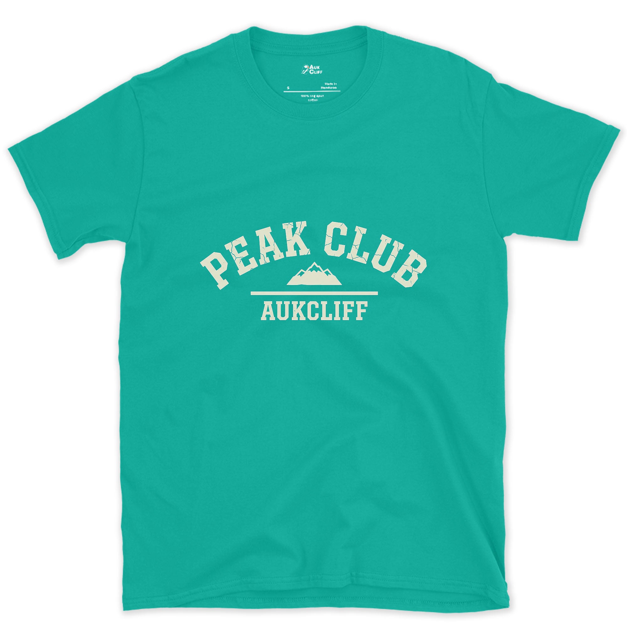 Home Turf, Peak Club Collegiate design on a Jade Dome Gildan Softstyle t-shirt