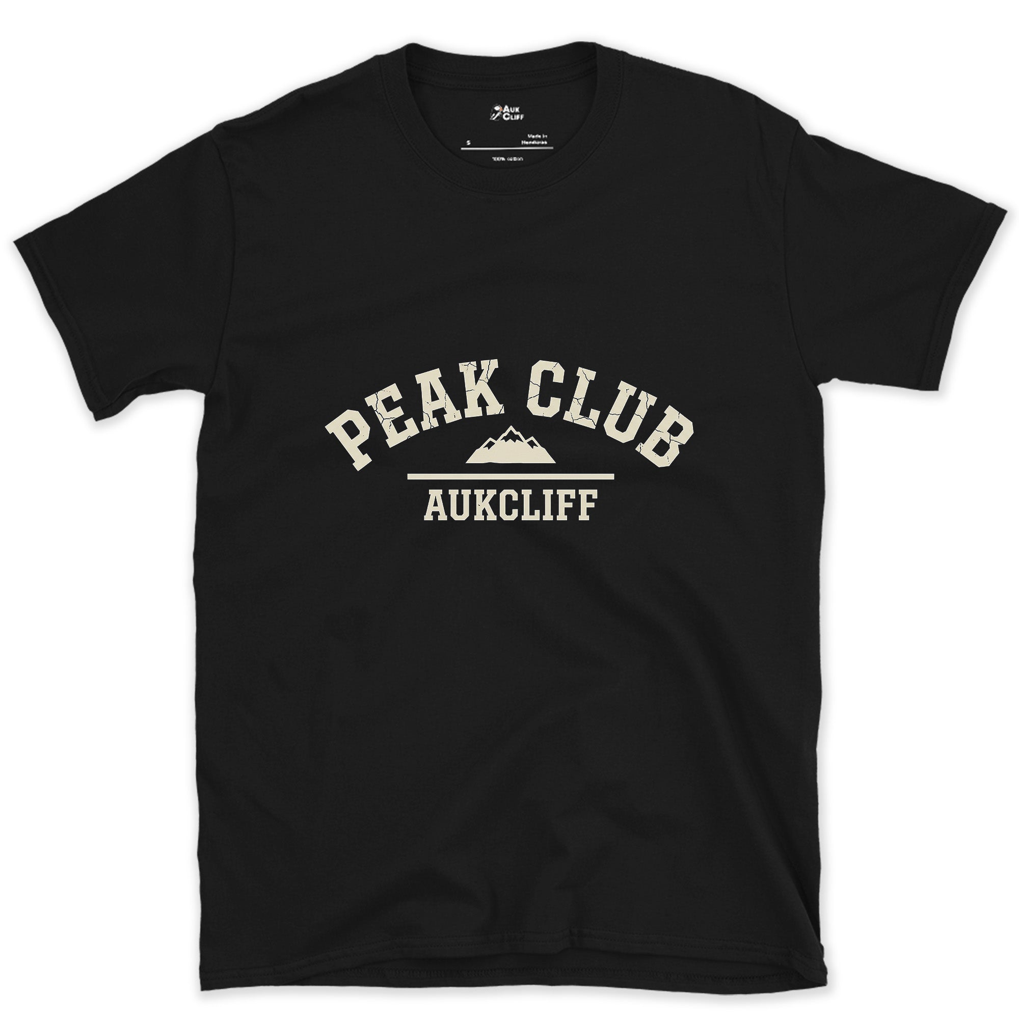 Home Turf, Peak Club Collegiate design on a Black Gildan Softstyle t-shirt