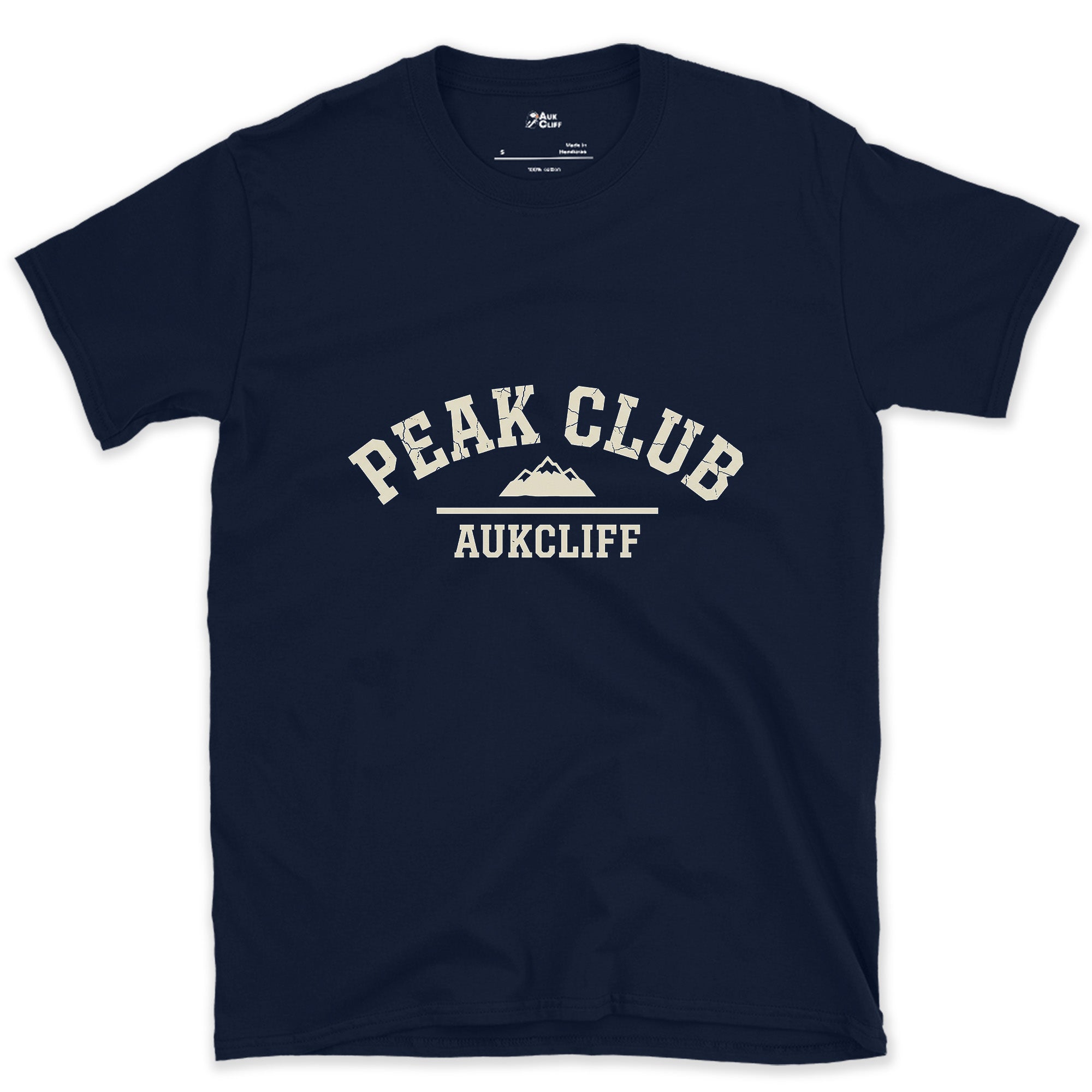 Home Turf, Peak Club Collegiate design on a Navy Gildan Softstyle t-shirt