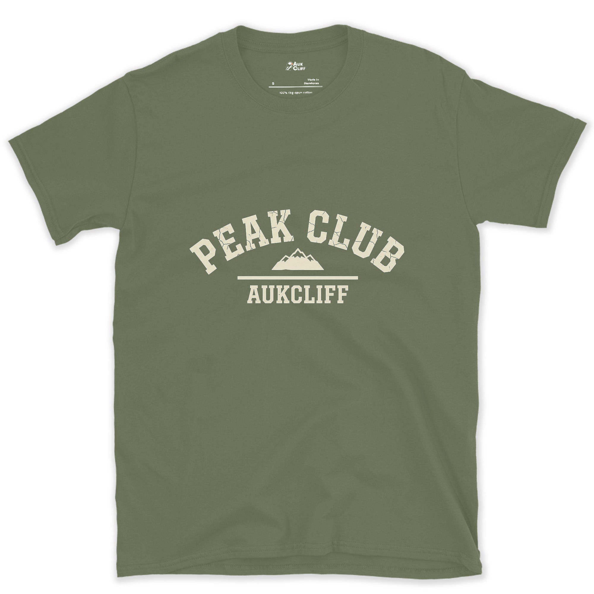Home Turf, Peak Club Collegiate design on a Military Green Gildan Softstyle t-shirt