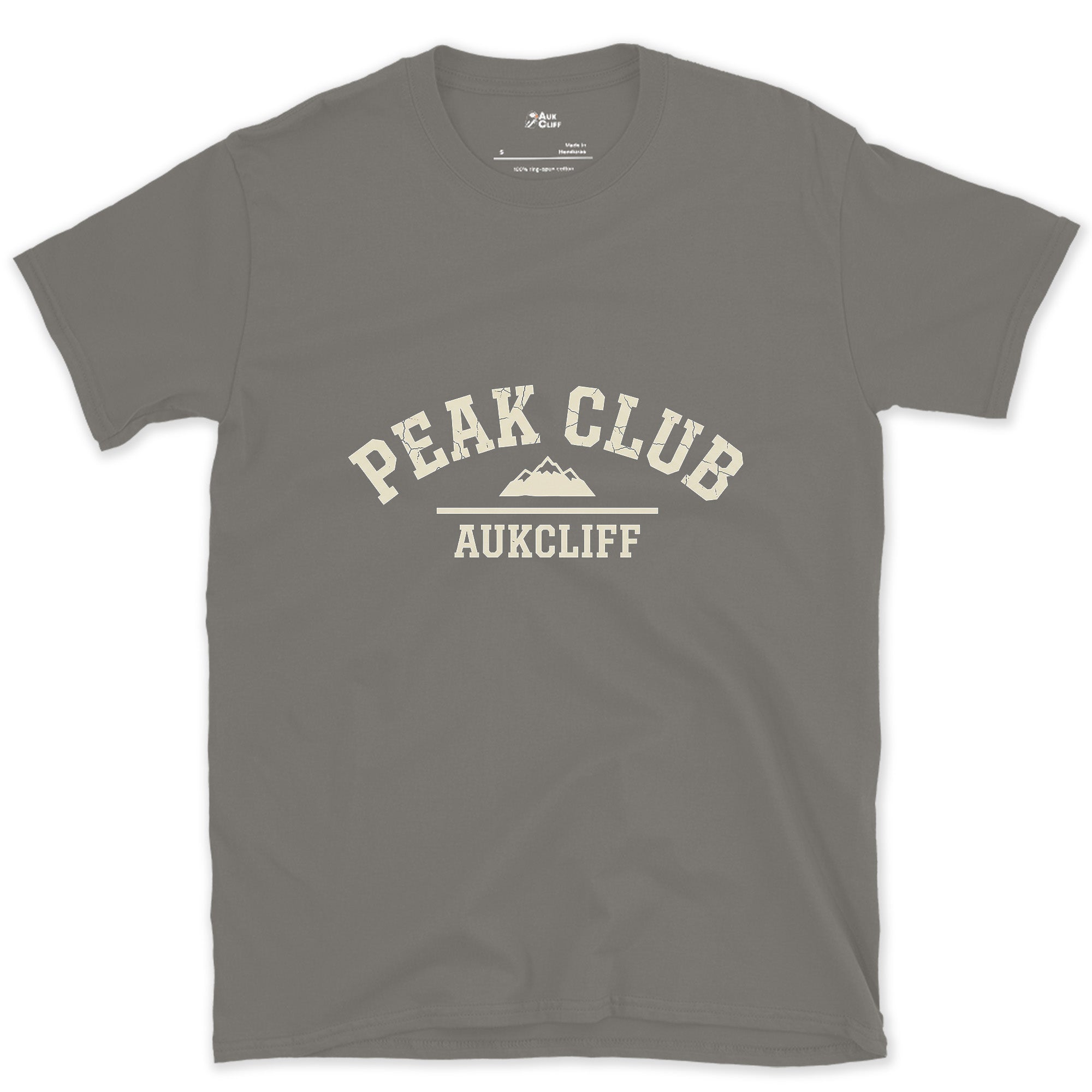 Home Turf, Peak Club Collegiate design on a Charcoal Gildan Softstyle t-shirt