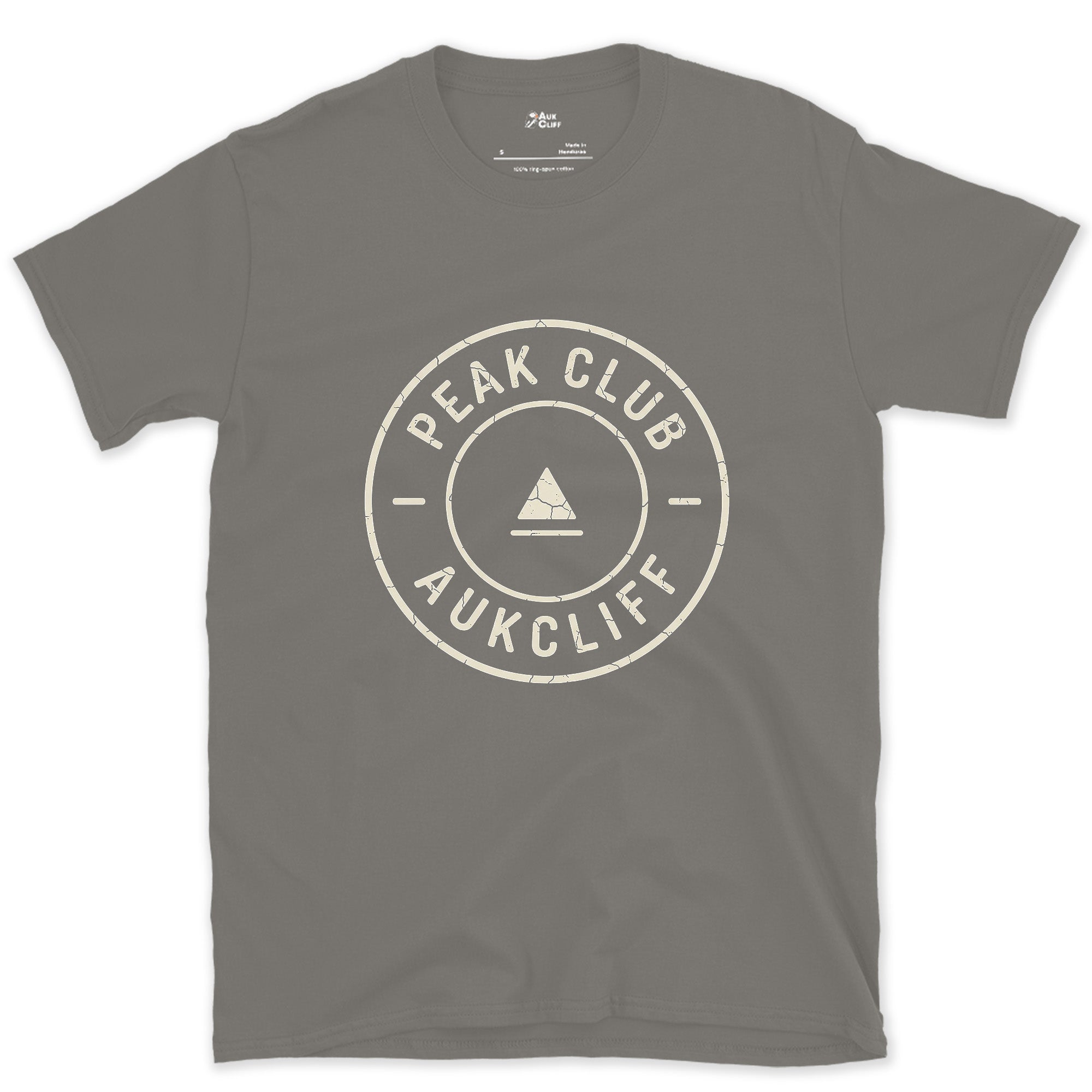 The Triangle Peak Badge That Skips the Detail design on a Charcoal Gildan Softstyle t-shirt