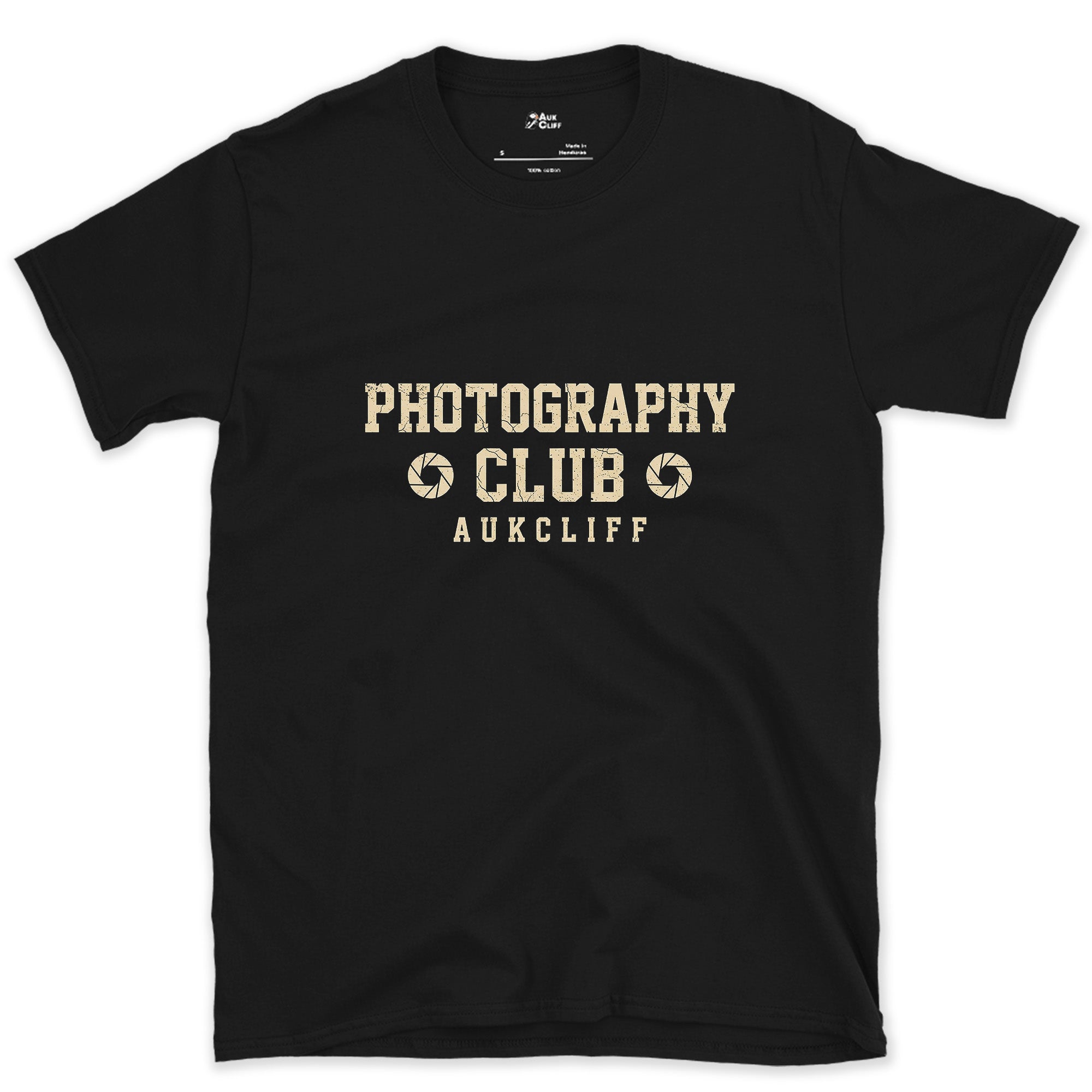 Aperture Blades, Photography Club design on a Black Gildan Softstyle t-shirt