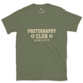Aperture Blades, Photography Club design on a Military Green Gildan Softstyle t-shirt