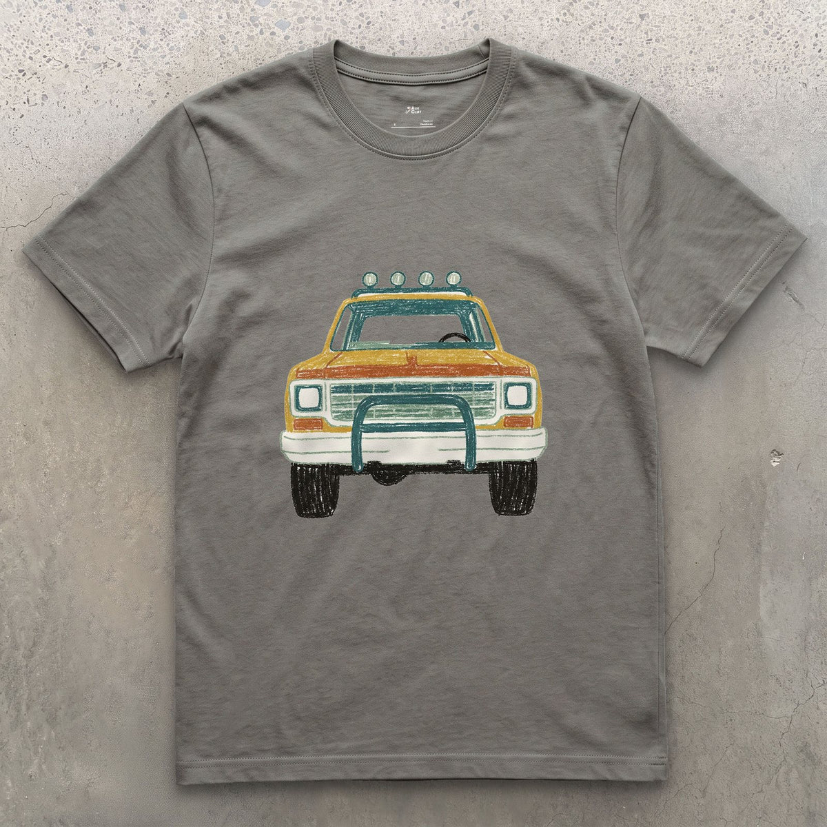Lights and Bull Bar Facing You Down design on a Charcoal Gildan Softstyle t-shirt
