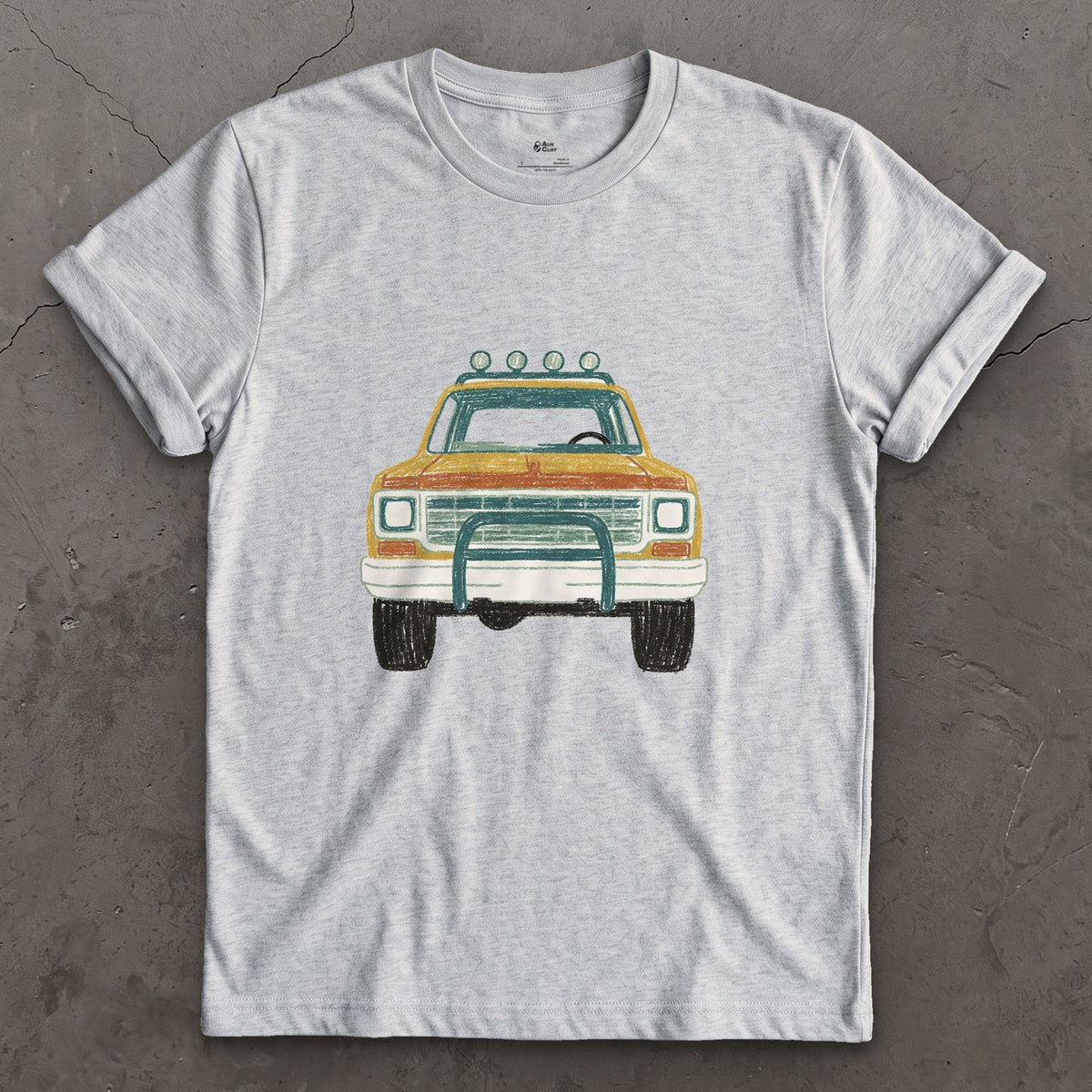 Lights and Bull Bar Facing You Down design on a Sport Grey Gildan Softstyle t-shirt