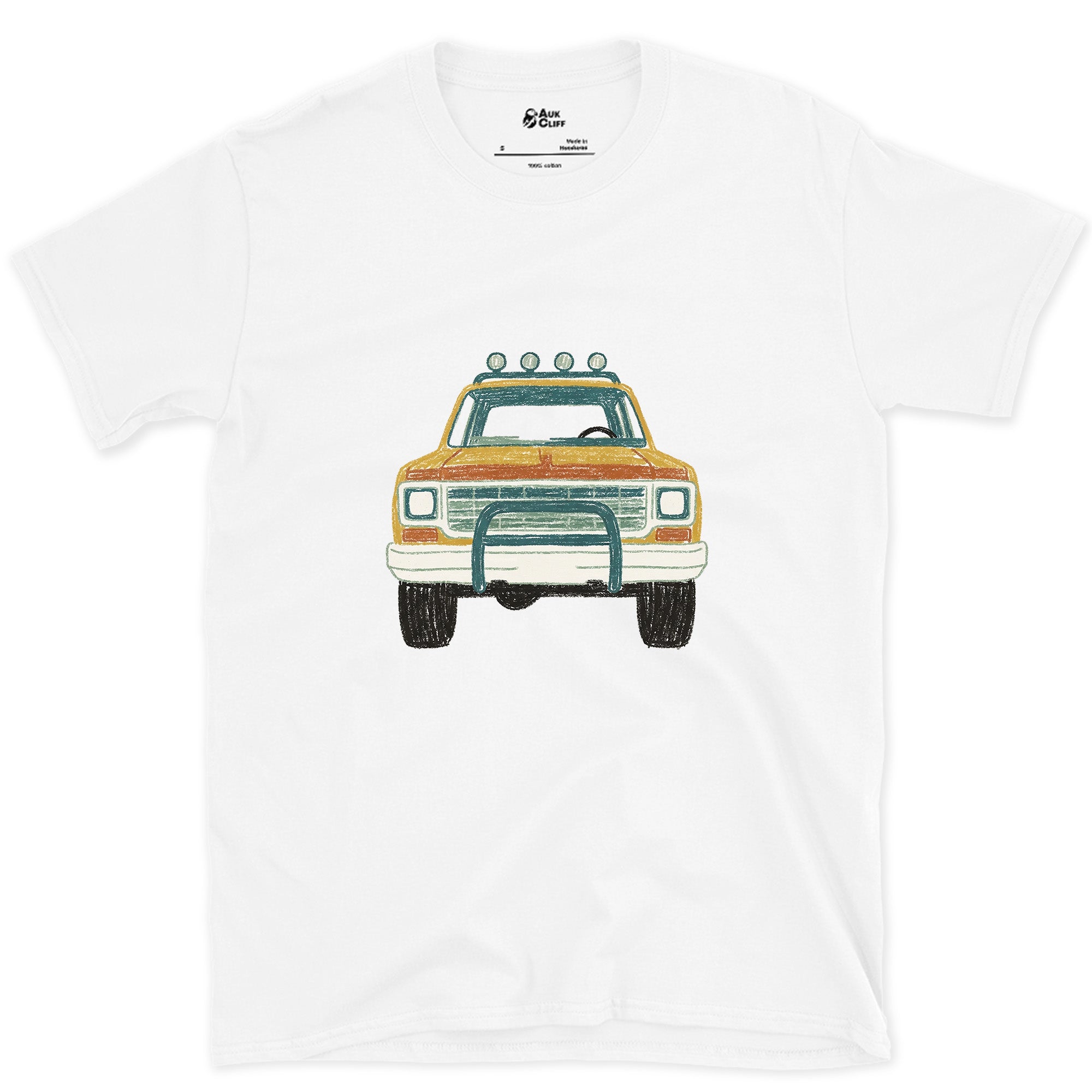 Lights and Bull Bar Facing You Down design on a White Gildan Softstyle t-shirt