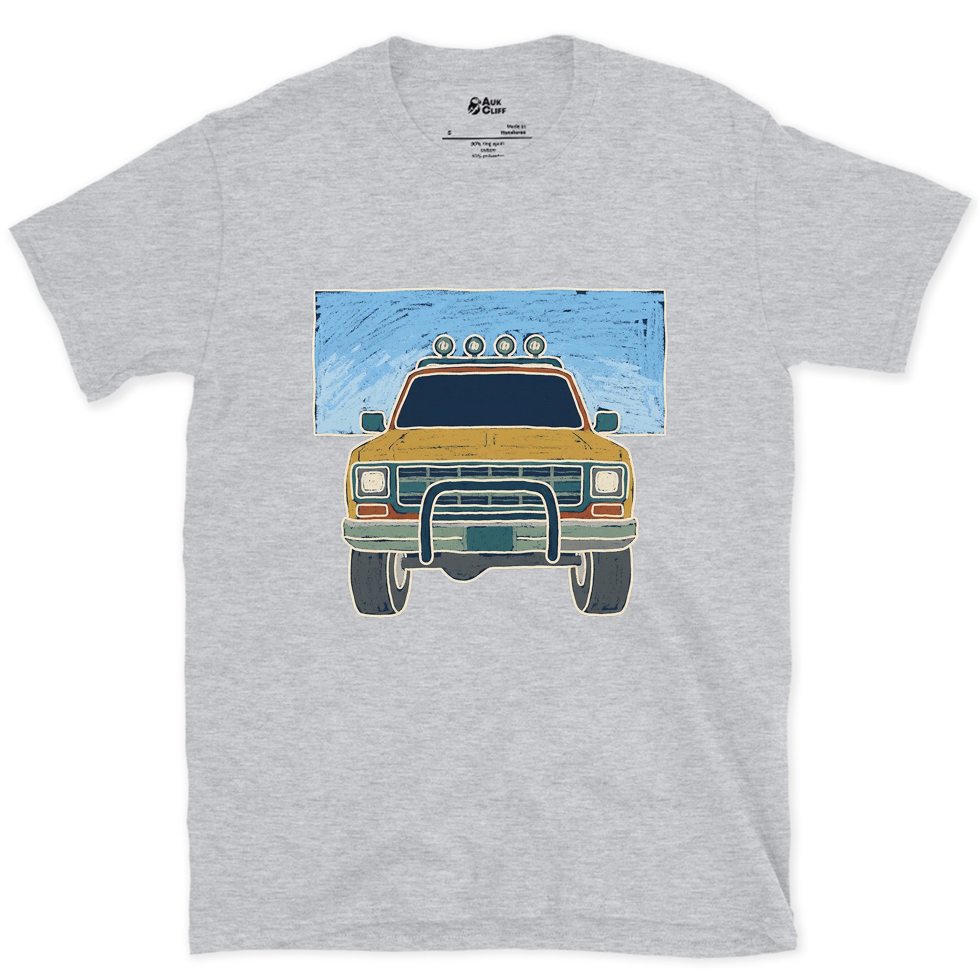 Pickup Facing the Peaks Front and Center design on a Sport Grey Gildan Softstyle t-shirt