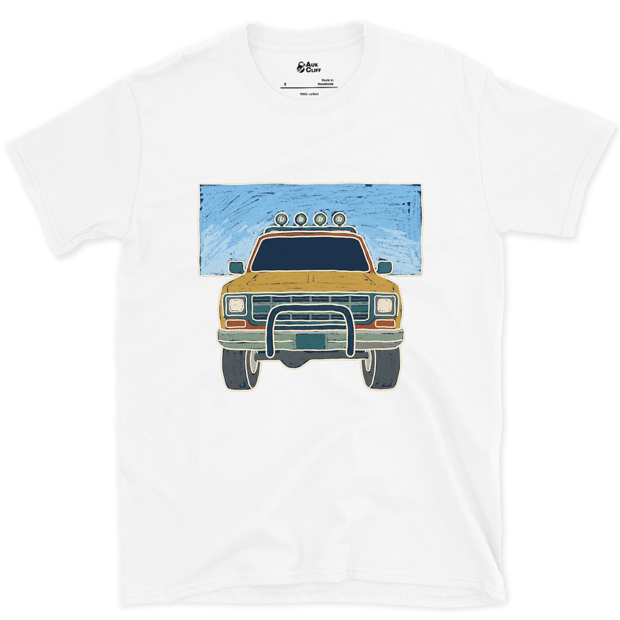 Pickup Facing the Peaks Front and Center design on a White Gildan Softstyle t-shirt