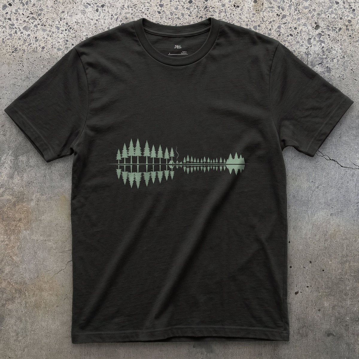 Something Passing Through the Pines design on a Black Gildan Softstyle t-shirt