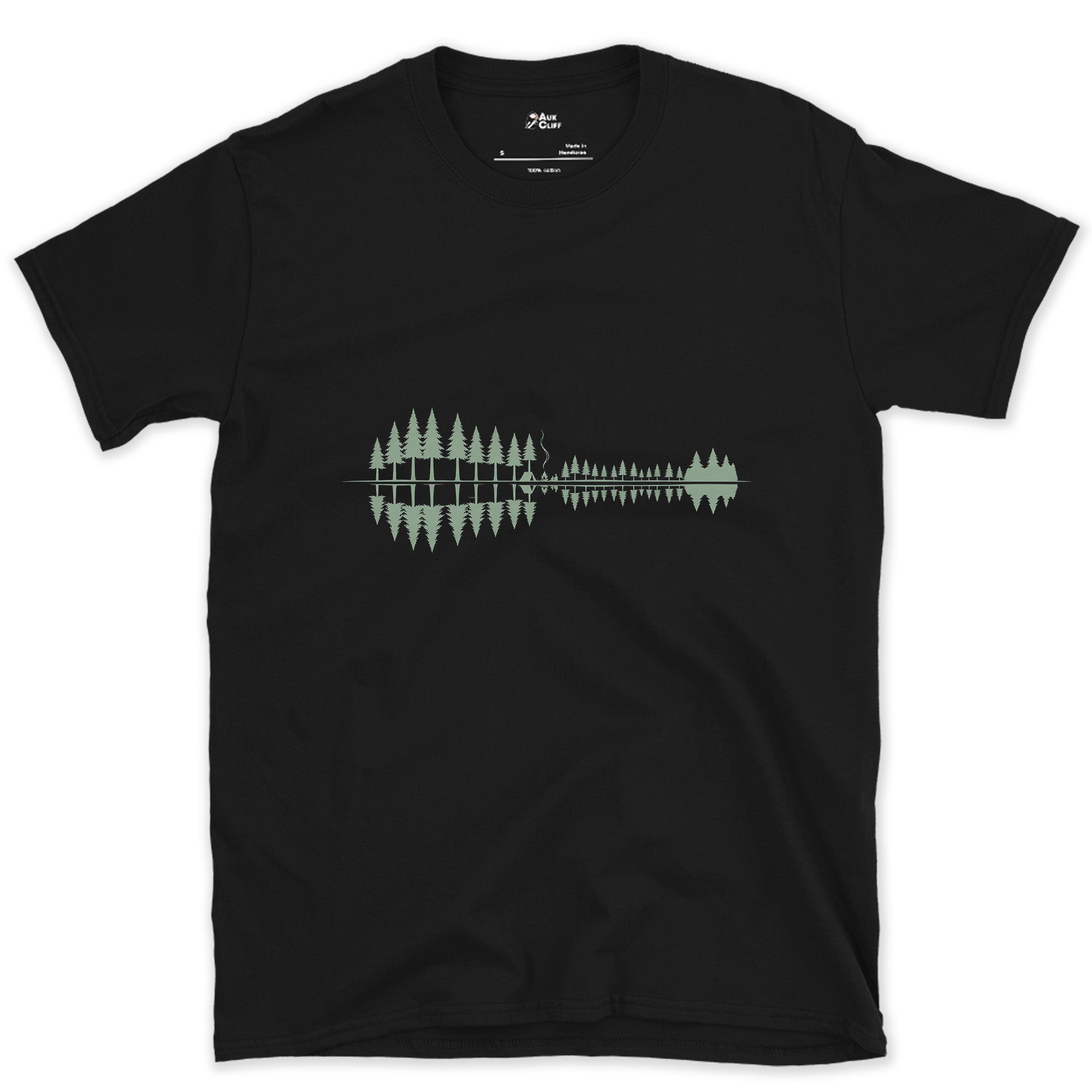 Something Passing Through the Pines design on a Black Gildan Softstyle t-shirt