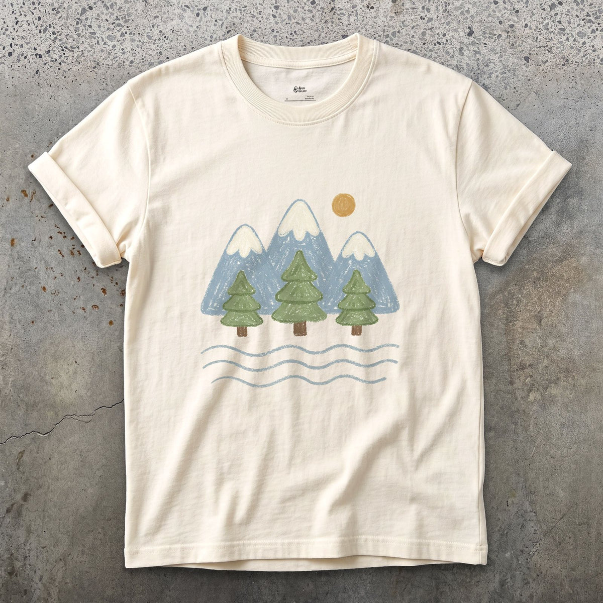 Water Under the Snowline, Light design on a Natural Gildan Softstyle t-shirt