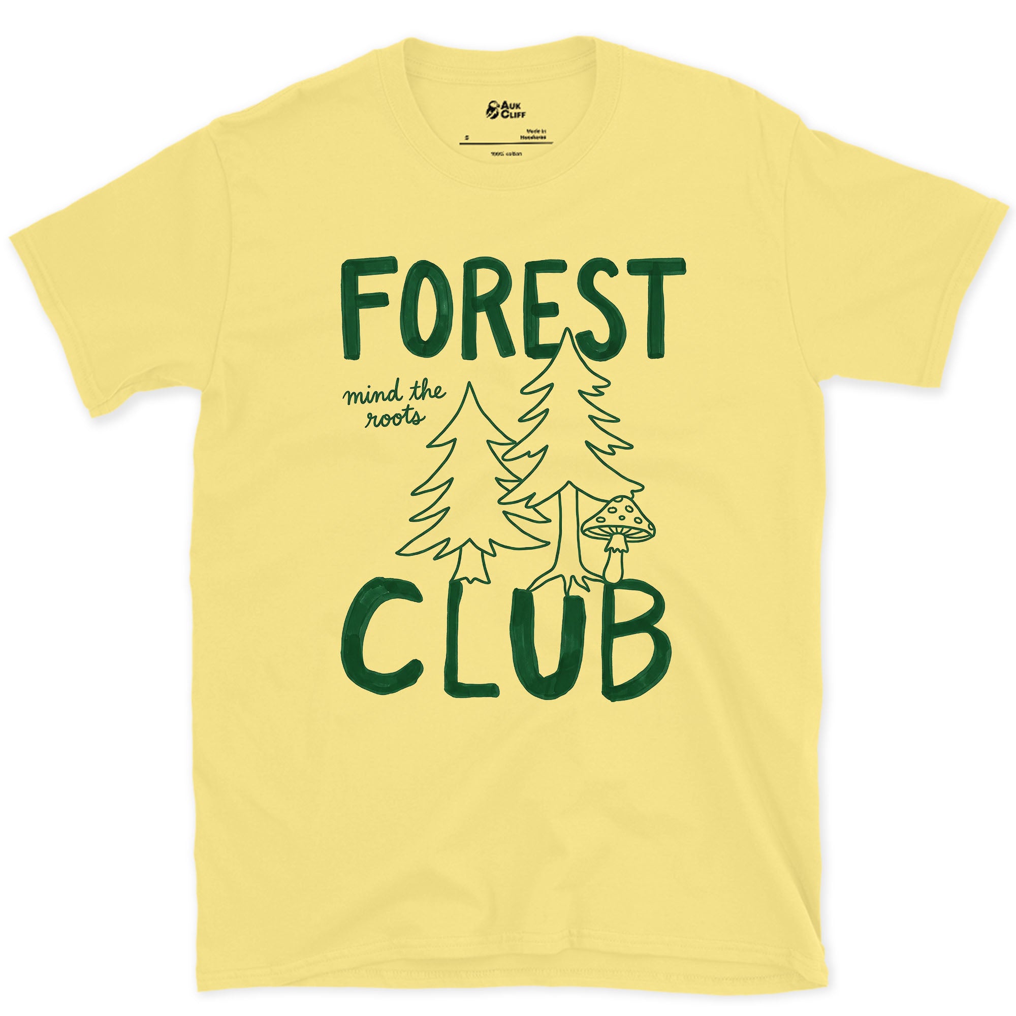 Mind the Roots, Forest Club design on a Cornsilk Gildan Softstyle t-shirt