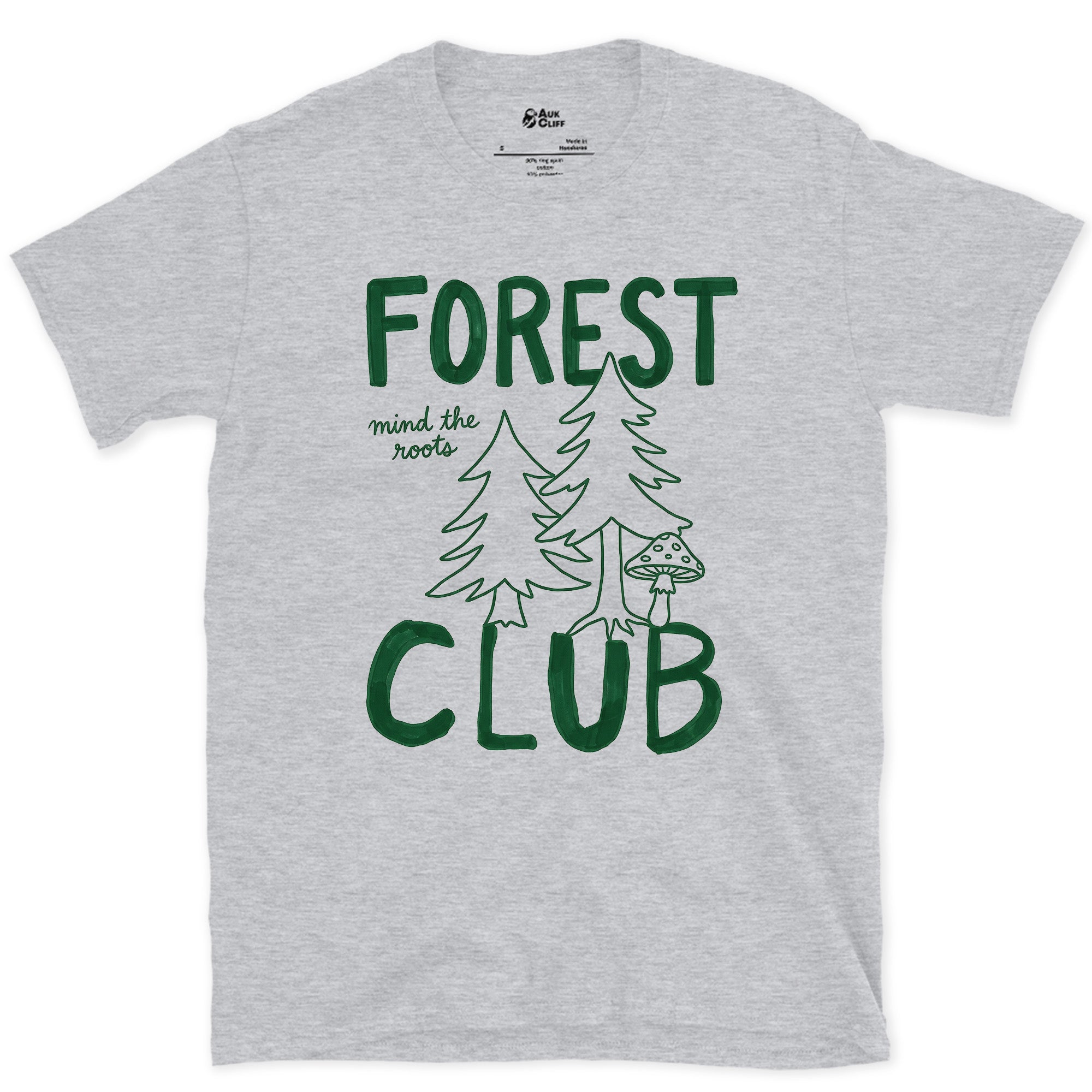 Mind the Roots, Forest Club design on a Sport Grey Gildan Softstyle t-shirt