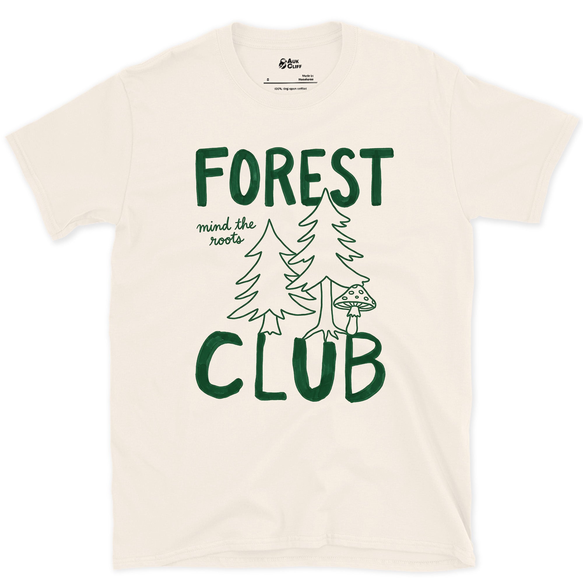 Mind the Roots, Forest Club design on a Natural Gildan Softstyle t-shirt