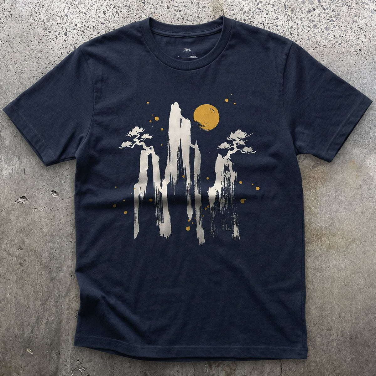 Pines on the Peaks design on a Navy Gildan Softstyle t-shirt