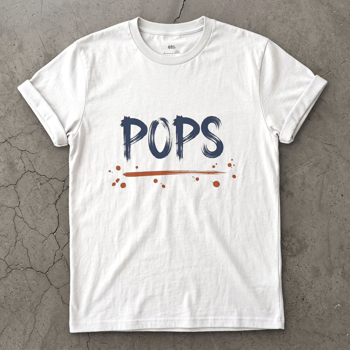 Pops design on a White Gildan Softstyle t-shirt