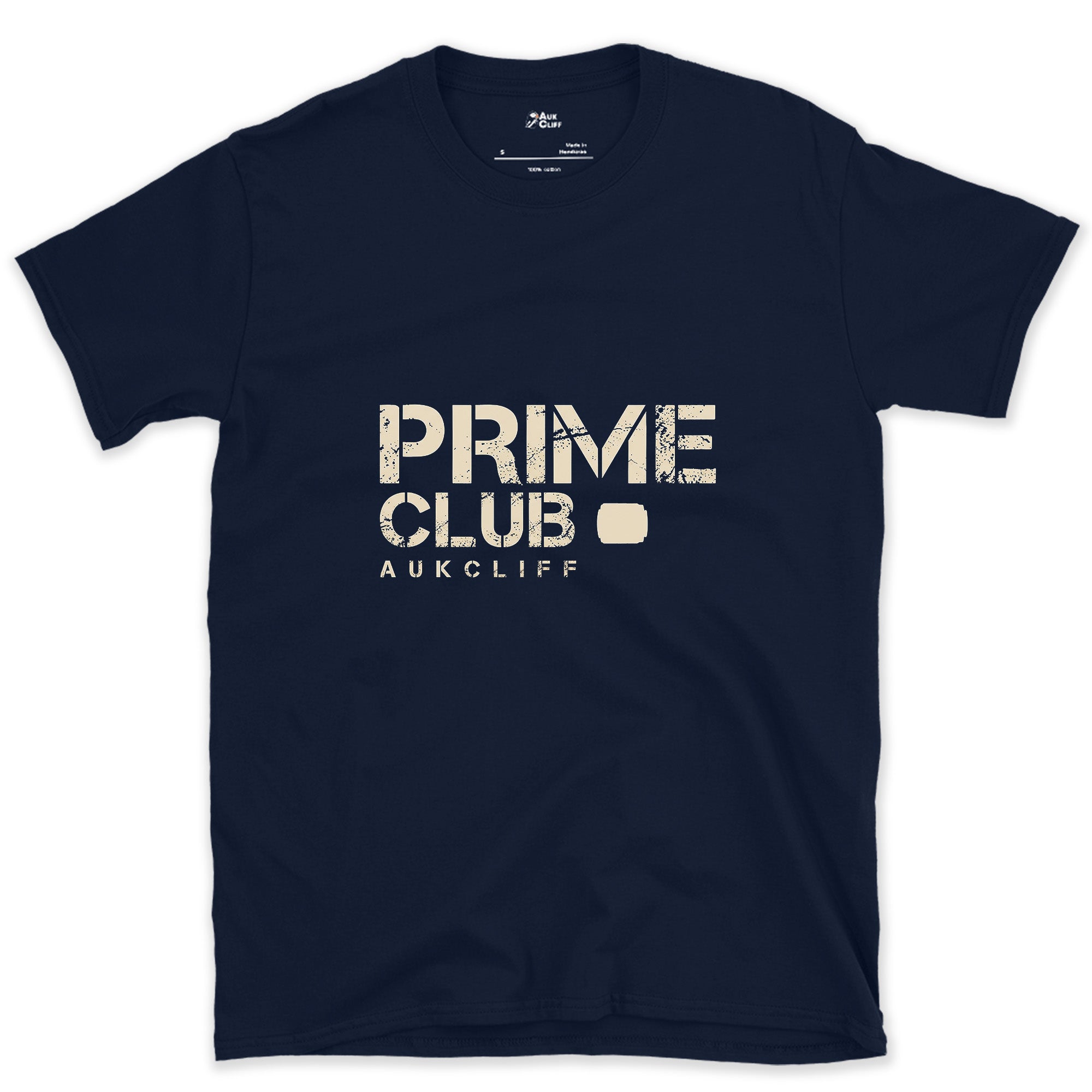 Prime Club, Fixed Focal Length design on a Navy Gildan Softstyle t-shirt