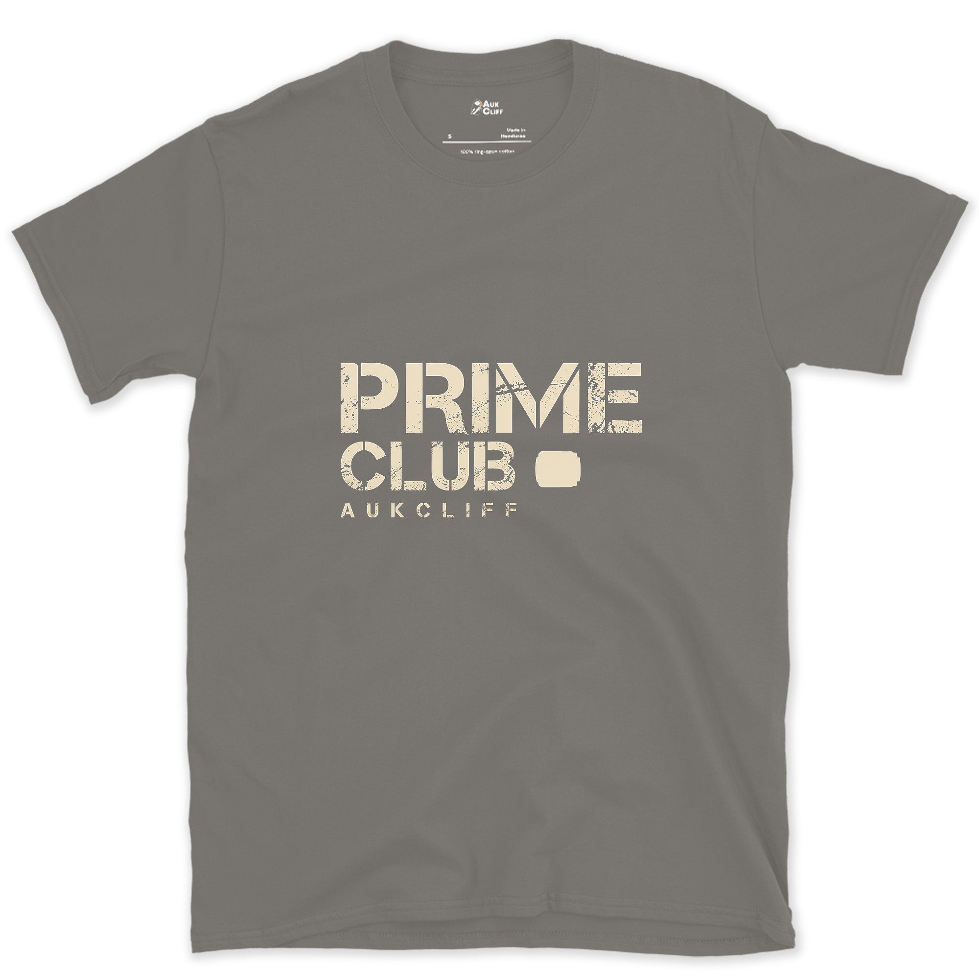 Prime Club, Fixed Focal Length design on a Charcoal Gildan Softstyle t-shirt