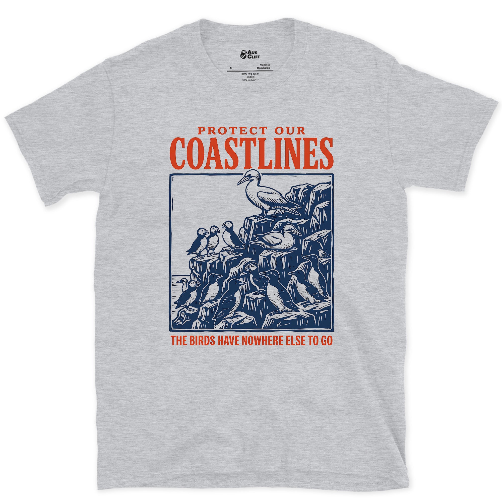 Protect Our Coastlines for the Birds design on a Sport Grey Gildan Softstyle t-shirt
