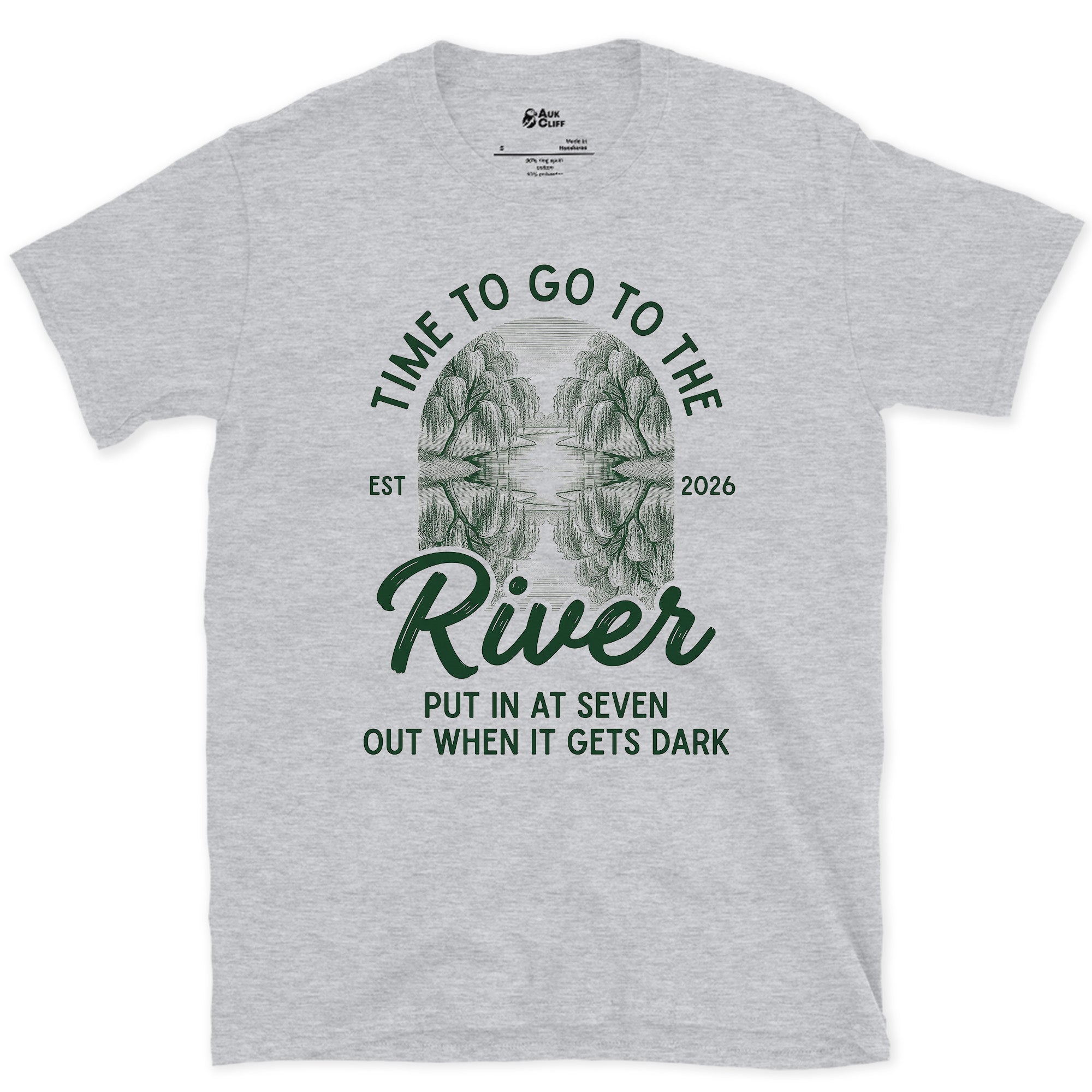 Time to Go to the River design on a Sport Grey Gildan Softstyle t-shirt