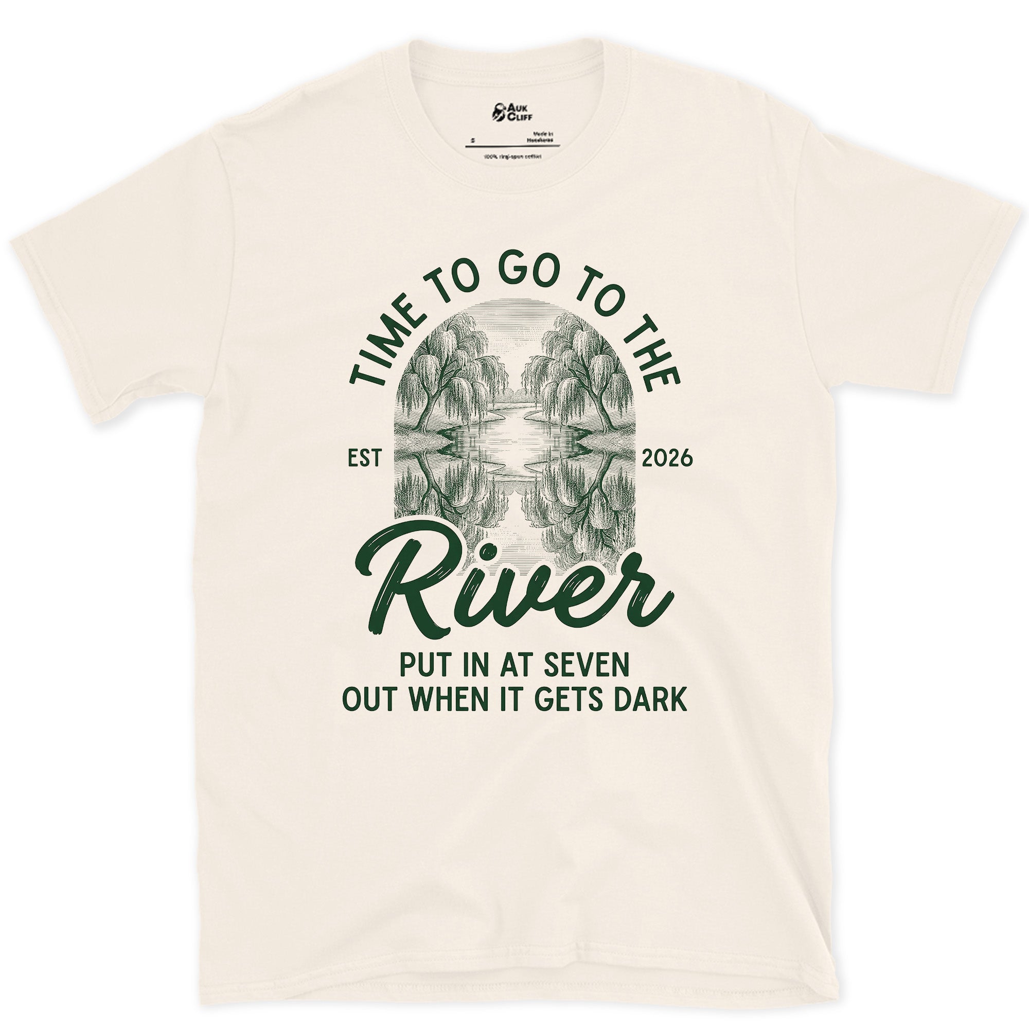 Time to Go to the River design on a Natural Gildan Softstyle t-shirt