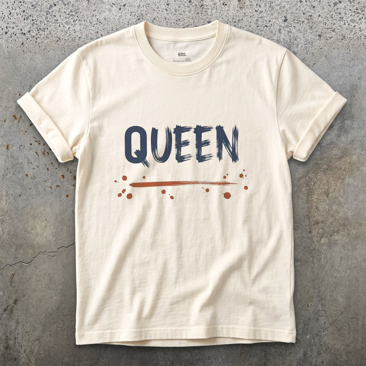 Queen design on a Natural Gildan Softstyle t-shirt