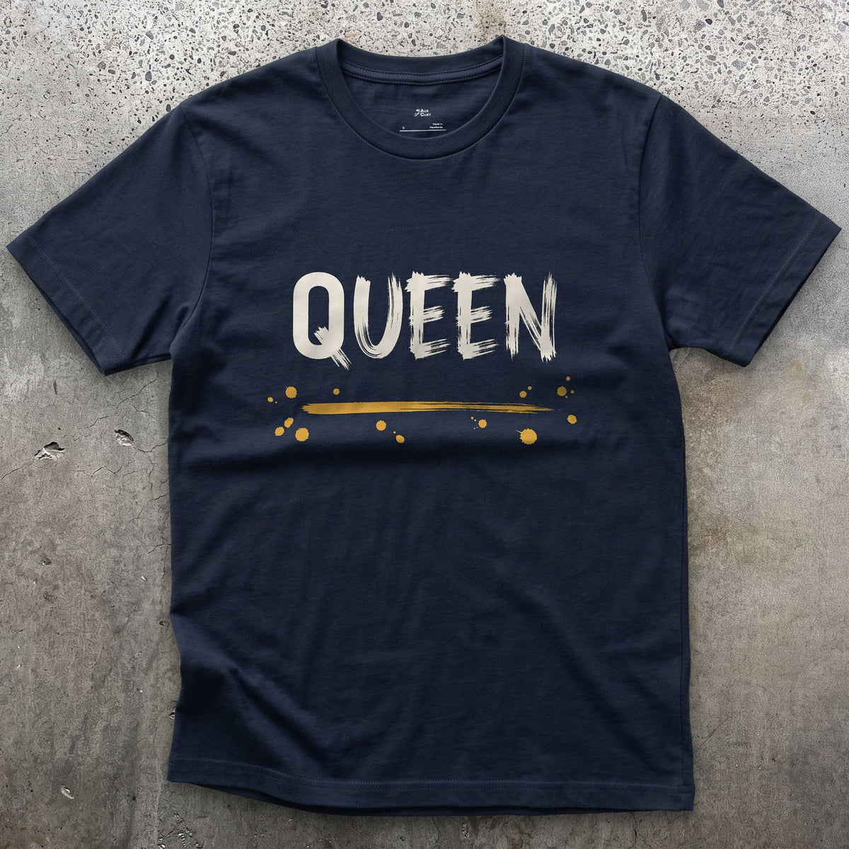 Queen design on a Navy Gildan Softstyle t-shirt