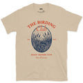 An Old Naturalist's Heron Study, Oval Vignette design on a Sand Gildan Softstyle t-shirt