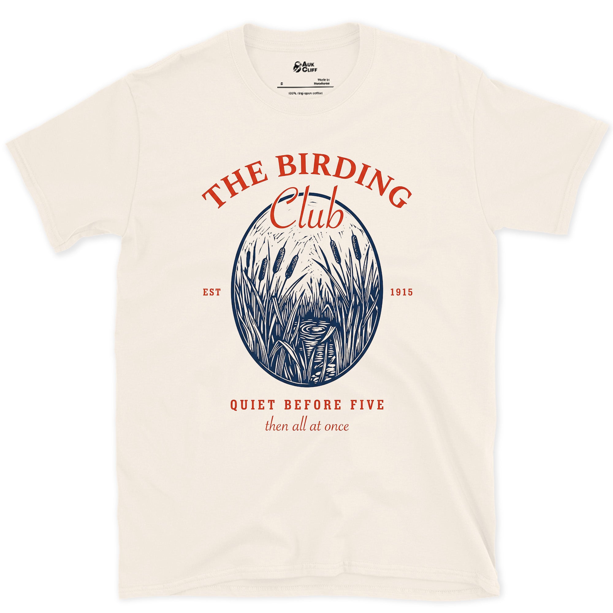 An Old Naturalist's Heron Study, Oval Vignette design on a Natural Gildan Softstyle t-shirt