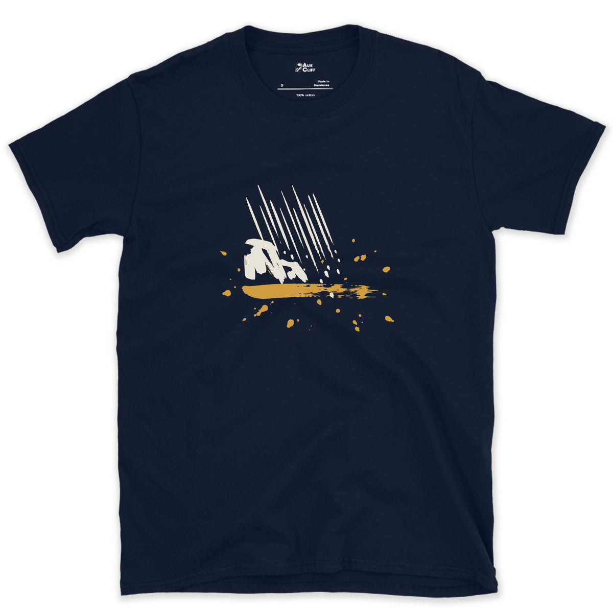 Rain Over the Headland design on a Navy Gildan Softstyle t-shirt