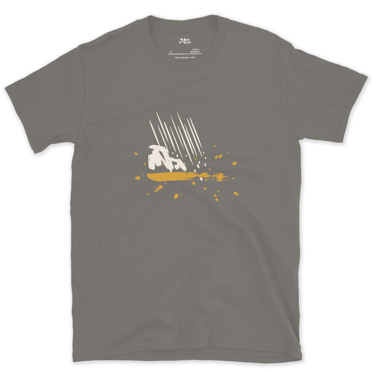 Rain Over the Headland design on a Charcoal Gildan Softstyle t-shirt