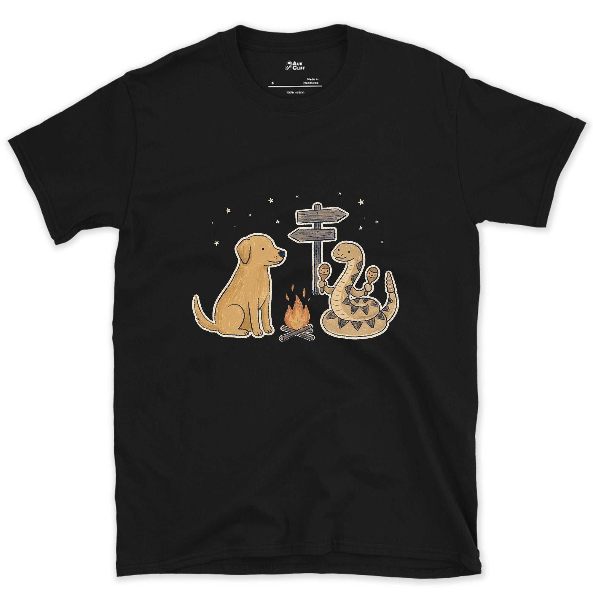 Didn't Need to Learn the Rattle Part, Trail Rattlesnake design on a Black Gildan Softstyle t-shirt