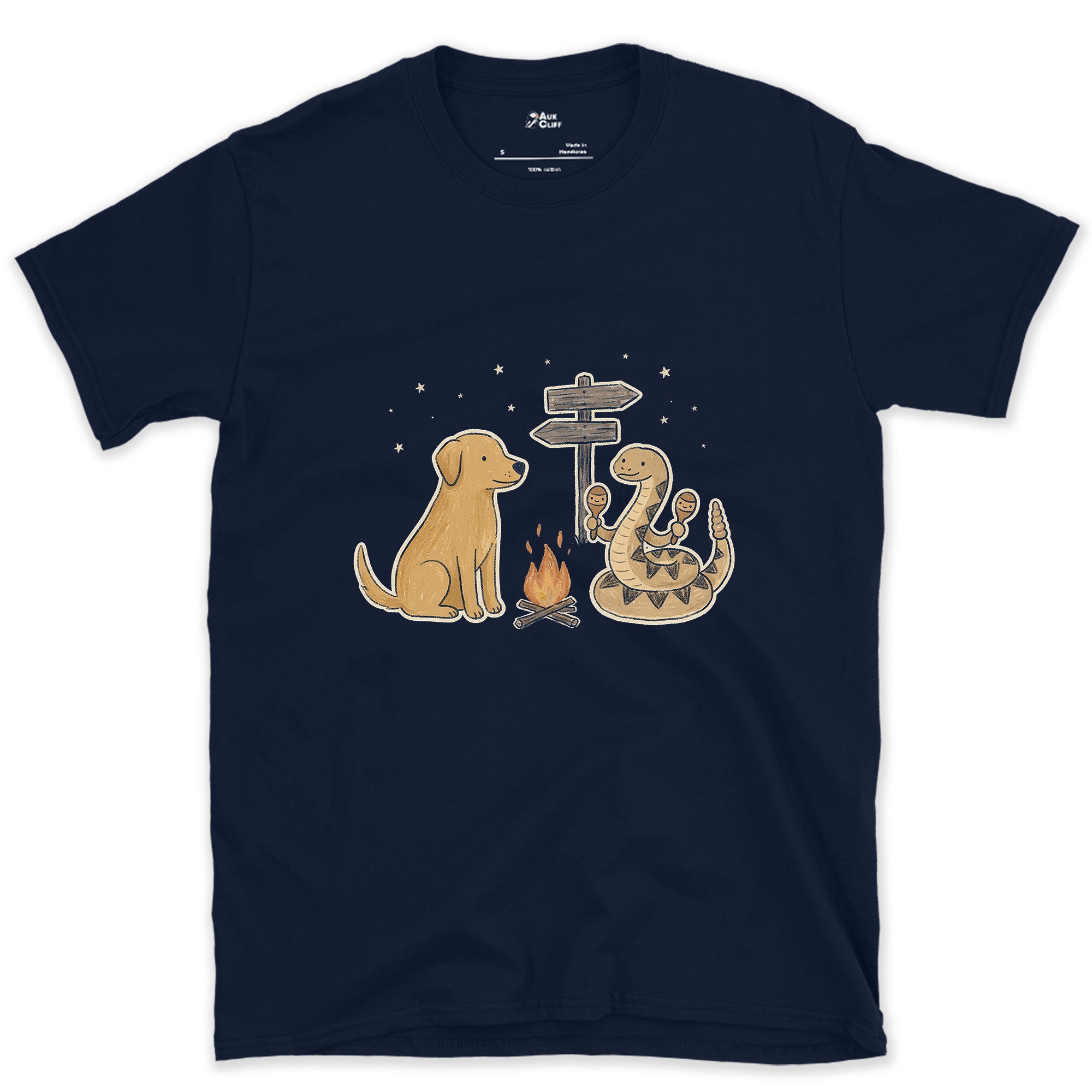 Didn't Need to Learn the Rattle Part, Trail Rattlesnake design on a Navy Gildan Softstyle t-shirt