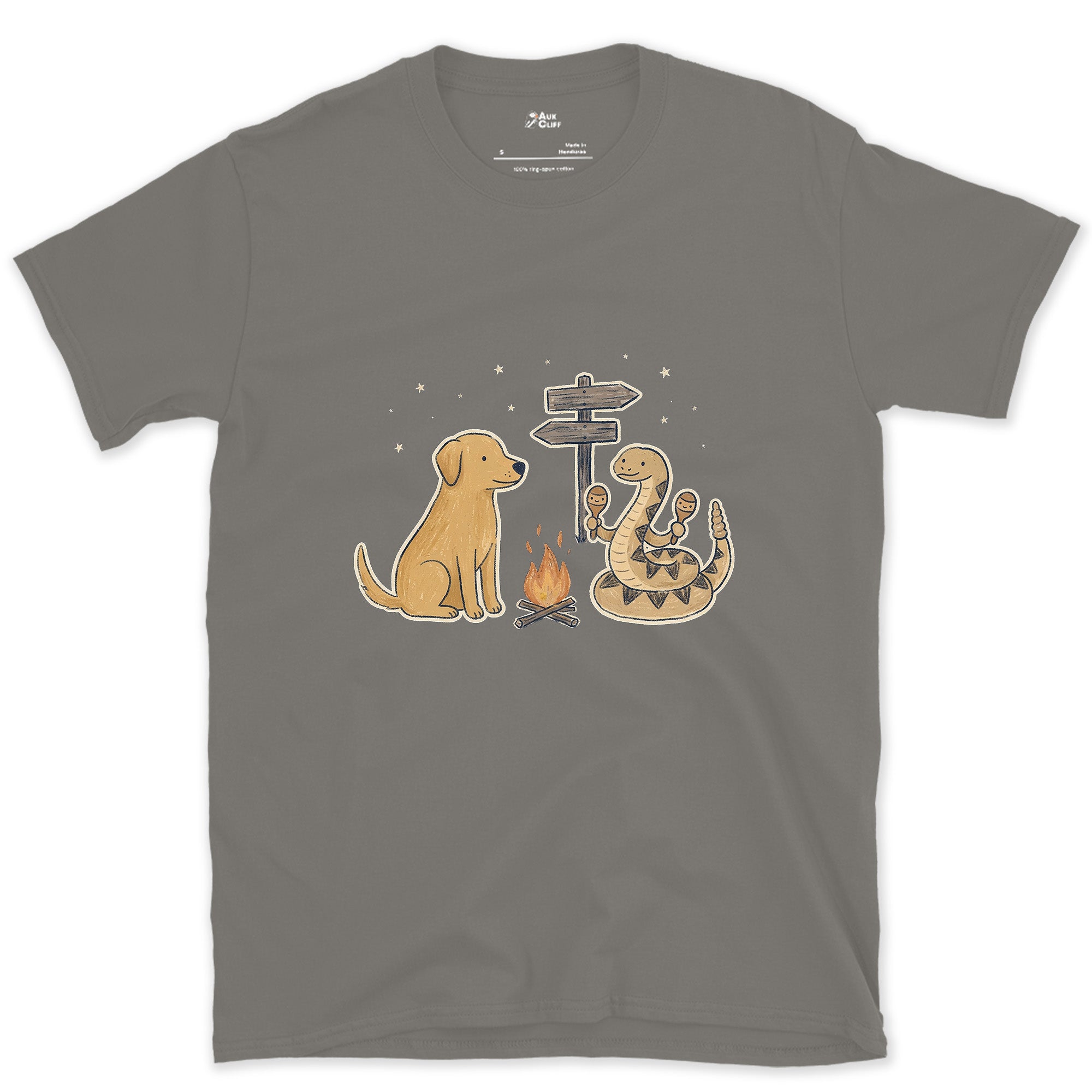 Didn't Need to Learn the Rattle Part, Trail Rattlesnake design on a Charcoal Gildan Softstyle t-shirt
