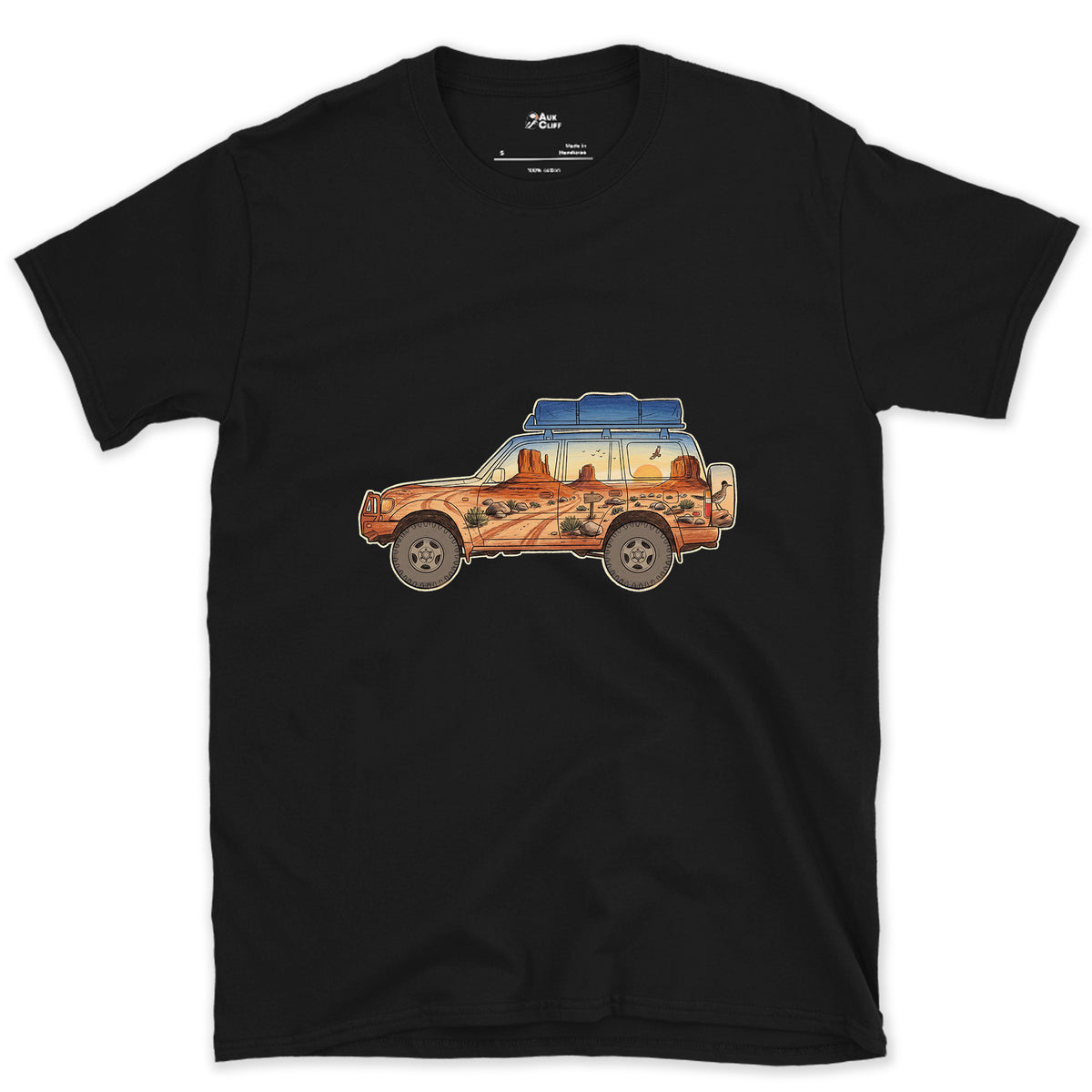 Red Rock Track, Four Wheel Drive design on a Black Gildan Softstyle t-shirt