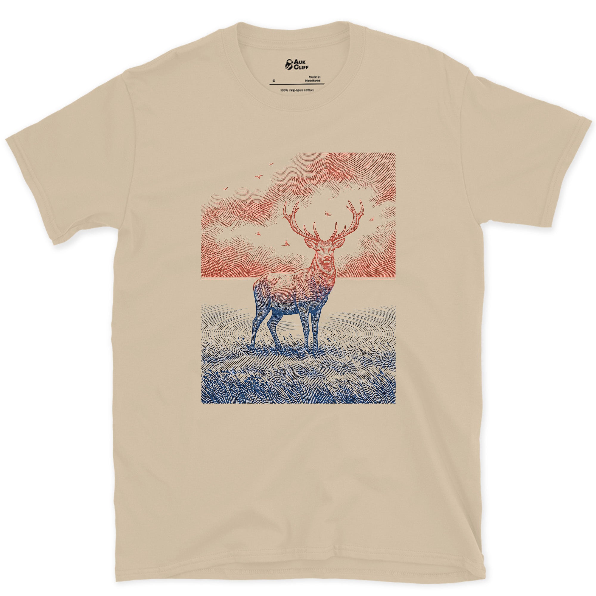 Deer Antlers Against the Last Light design on a Sand Gildan Softstyle t-shirt