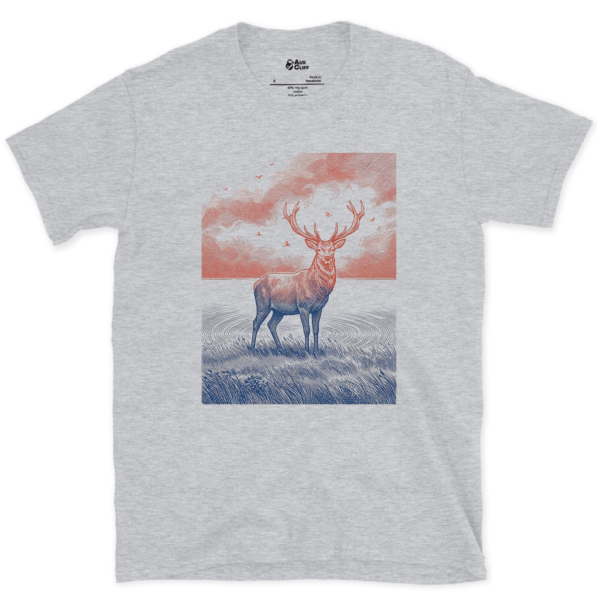Deer Antlers Against the Last Light design on a Sport Grey Gildan Softstyle t-shirt