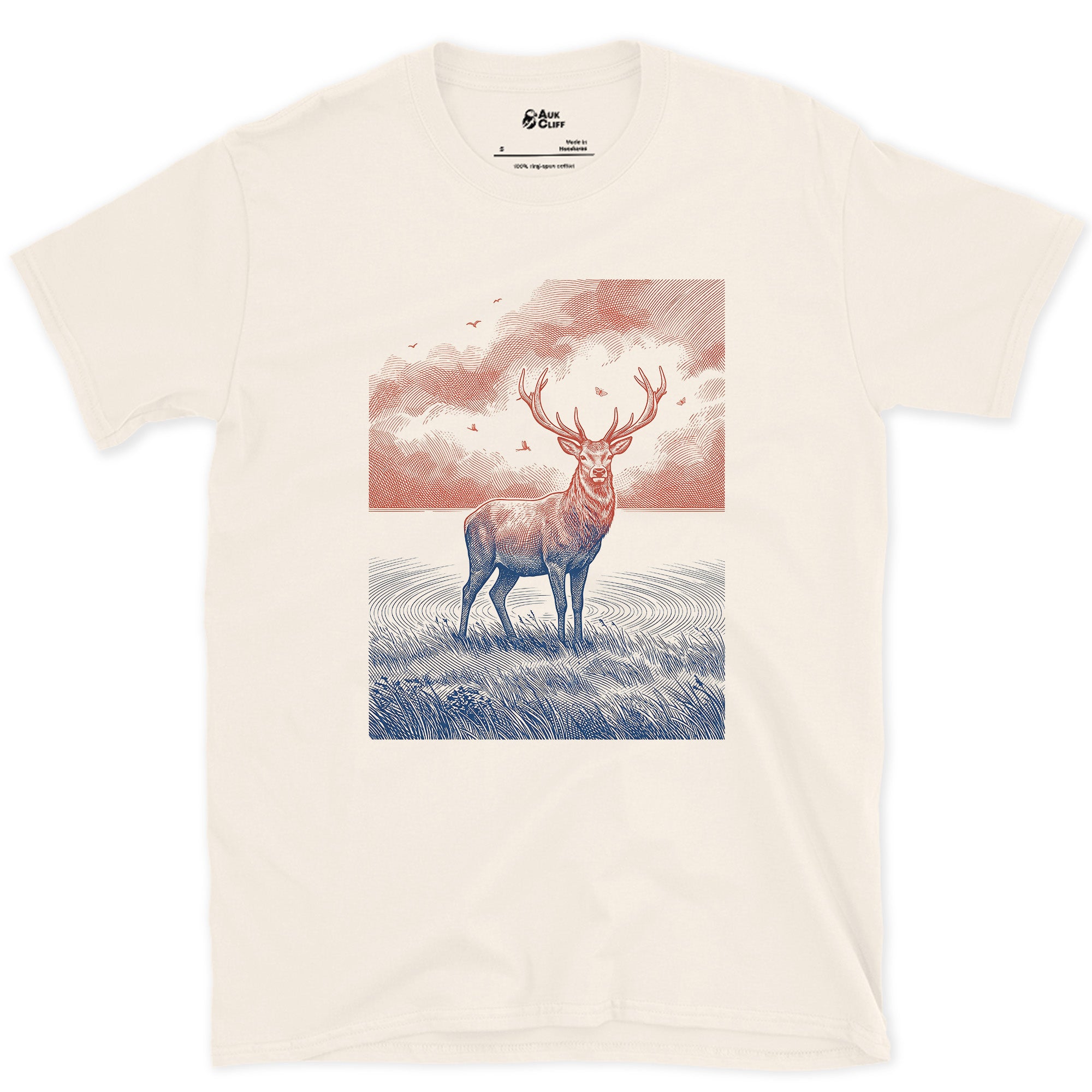 Deer Antlers Against the Last Light design on a Natural Gildan Softstyle t-shirt