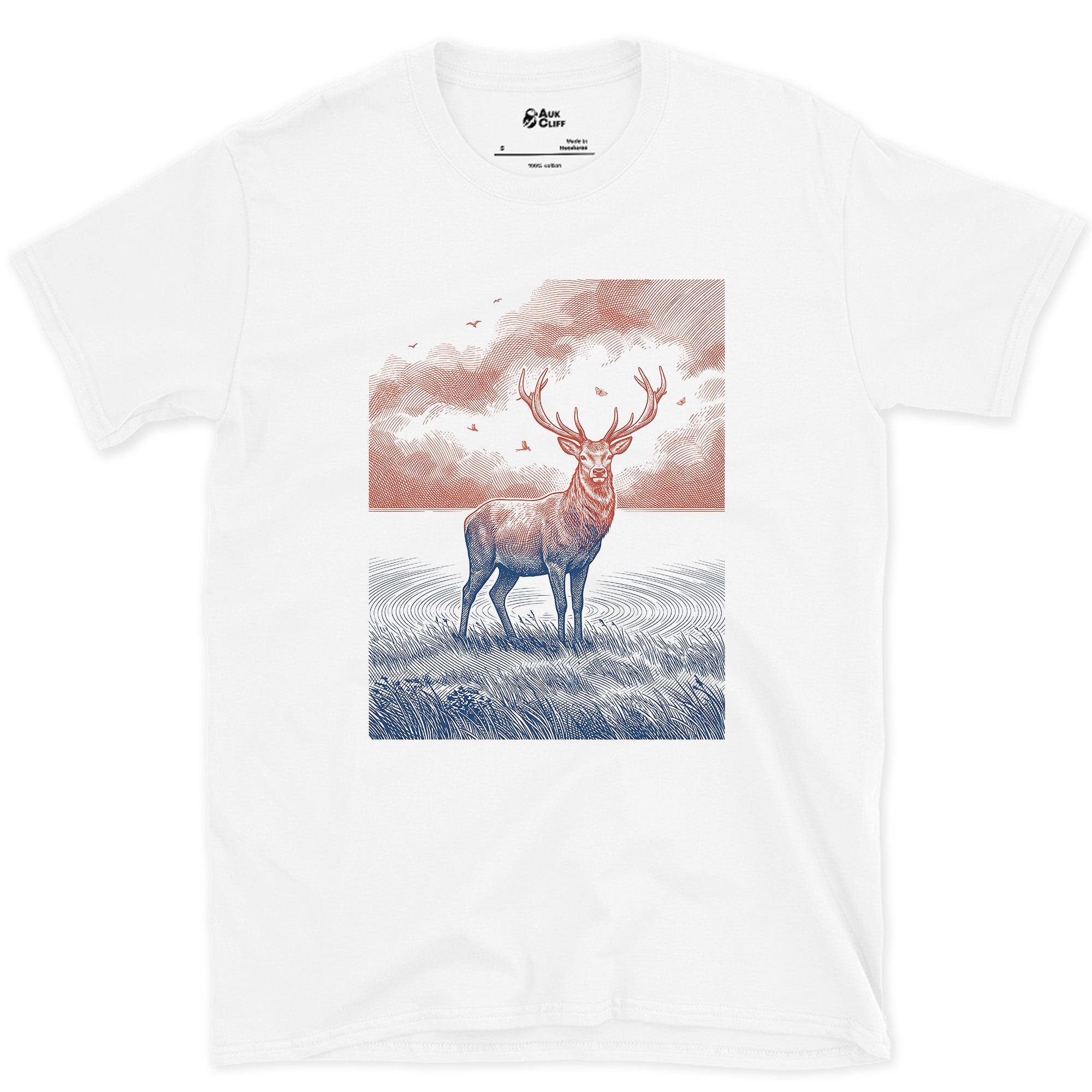 Deer Antlers Against the Last Light design on a White Gildan Softstyle t-shirt