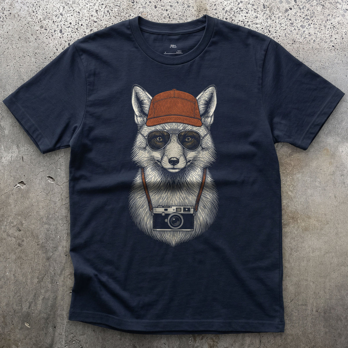 Claimed the Best Hide, Fox in a Corduroy Cap design on a Navy Gildan Softstyle t-shirt