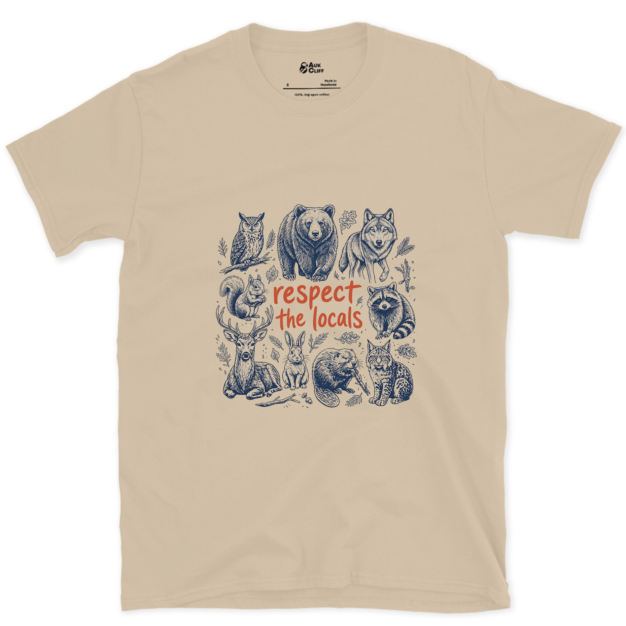 Respect the Wild Ones, Six Field Portraits design on a Sand Gildan Softstyle t-shirt