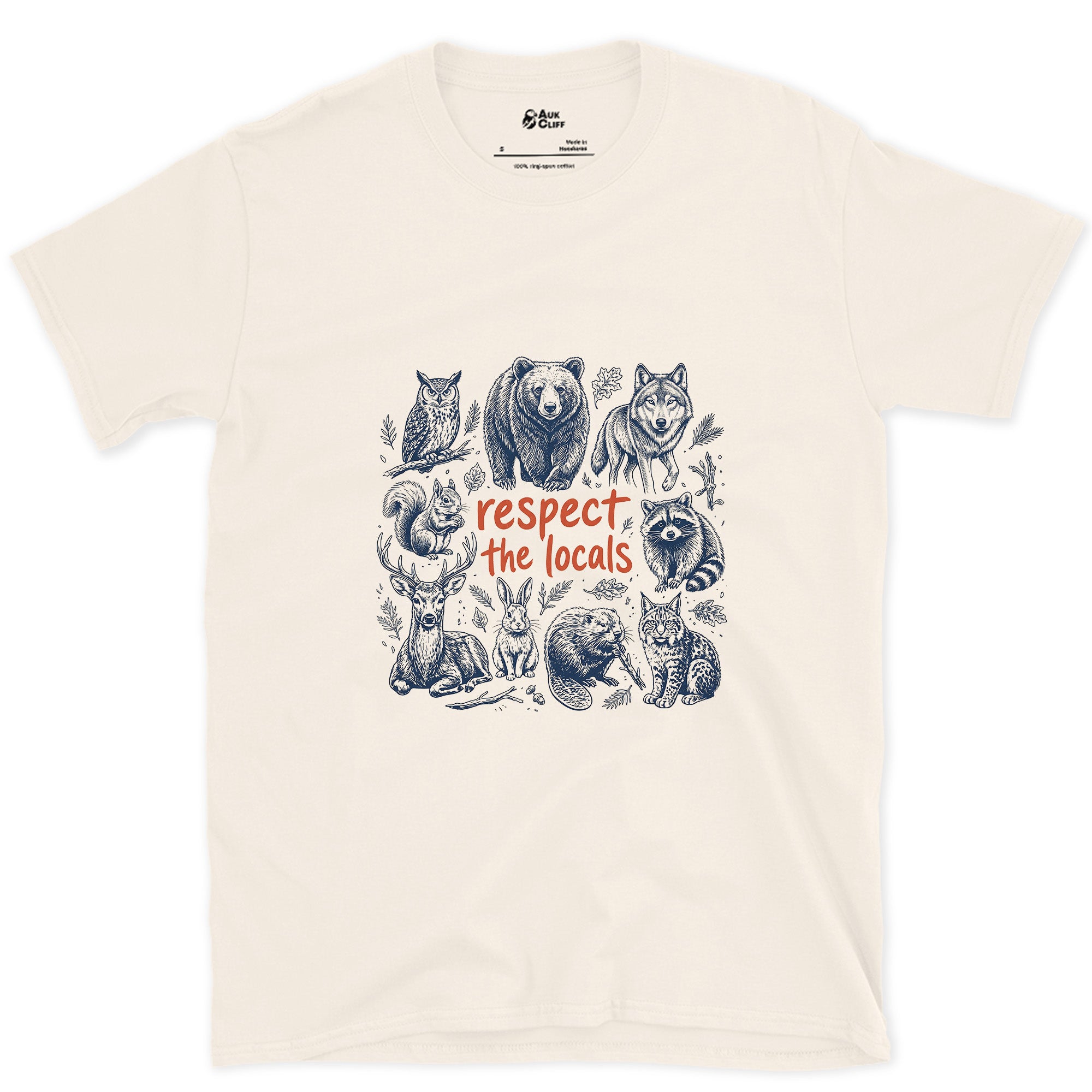 Respect the Wild Ones, Six Field Portraits design on a Natural Gildan Softstyle t-shirt