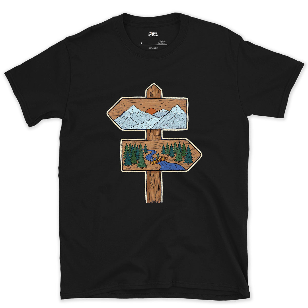 Ridge One Way, Valley the Other design on a Black Gildan Softstyle t-shirt