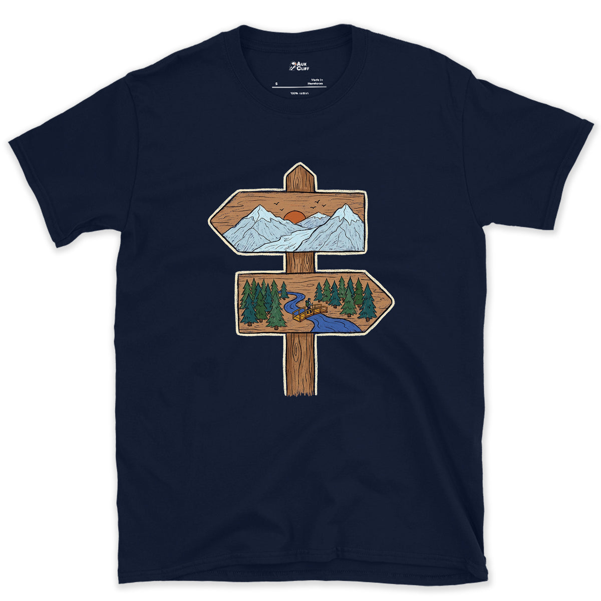 Ridge One Way, Valley the Other design on a Navy Gildan Softstyle t-shirt