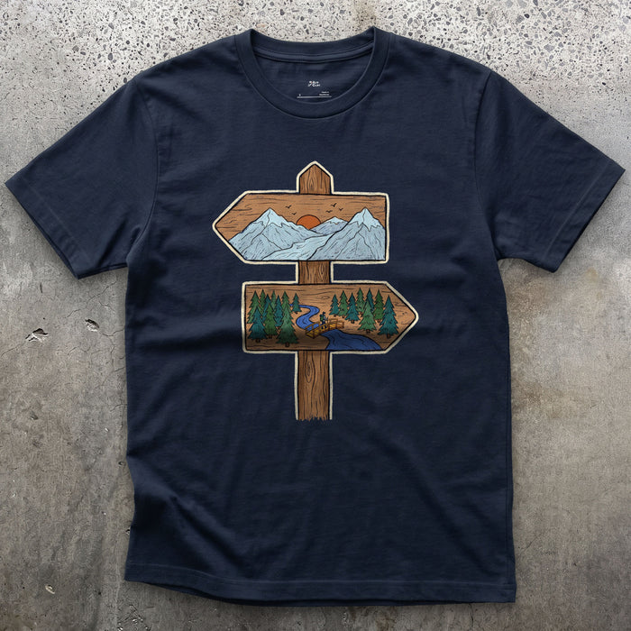 Ridge One Way, Valley the Other design on a Navy Gildan Softstyle t-shirt