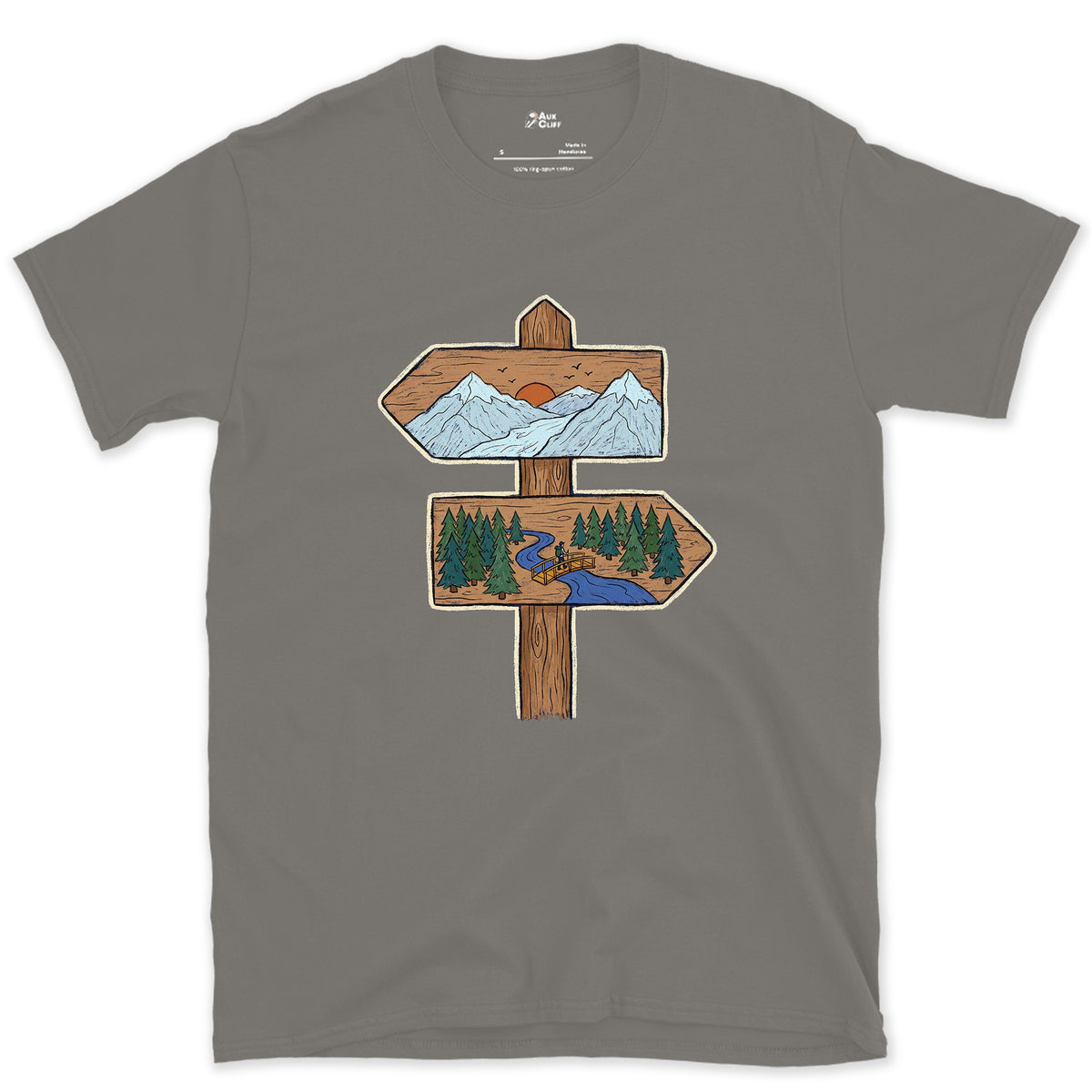 Ridge One Way, Valley the Other design on a Charcoal Gildan Softstyle t-shirt